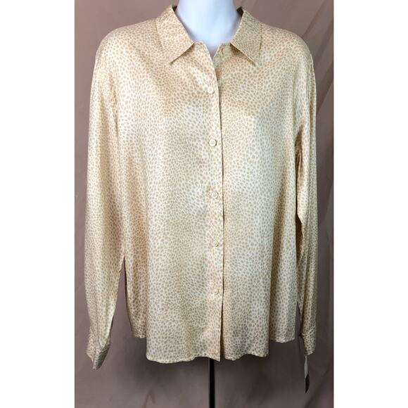 Vintage w/Tags Liz Claiborne Top LP Tan Leopard Button Up Glam Career 2000s Y2K - Picture 5 of 7